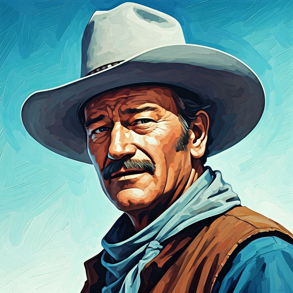 John Wayne in Impressionistic Oil Painting Style