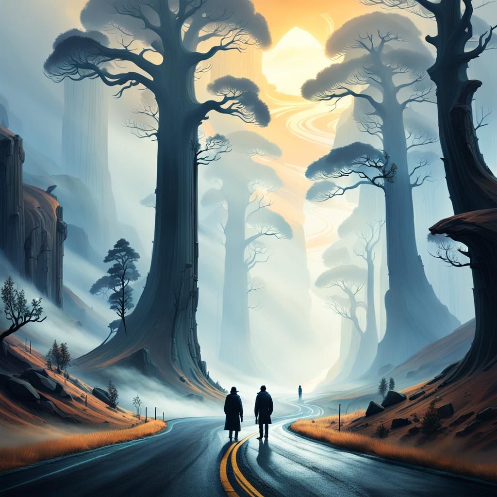 Ethereal Road Scene in Cinematic Style