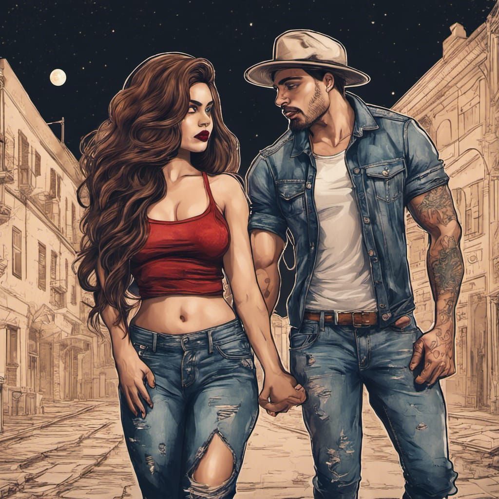 beautiful elegant curvy latina red lips thick long hair unde...