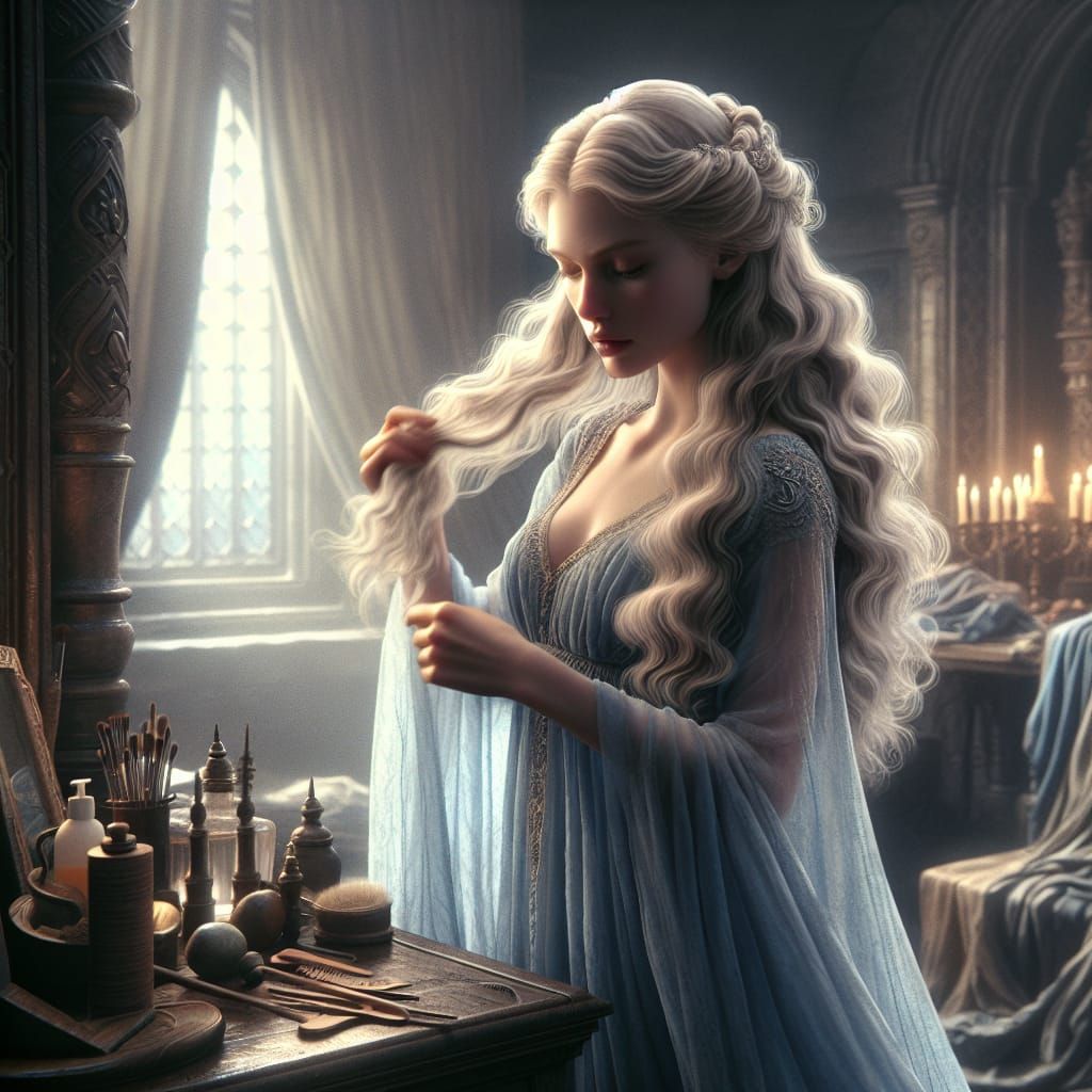 Medieval Nordic Princess at Her Dressing Table