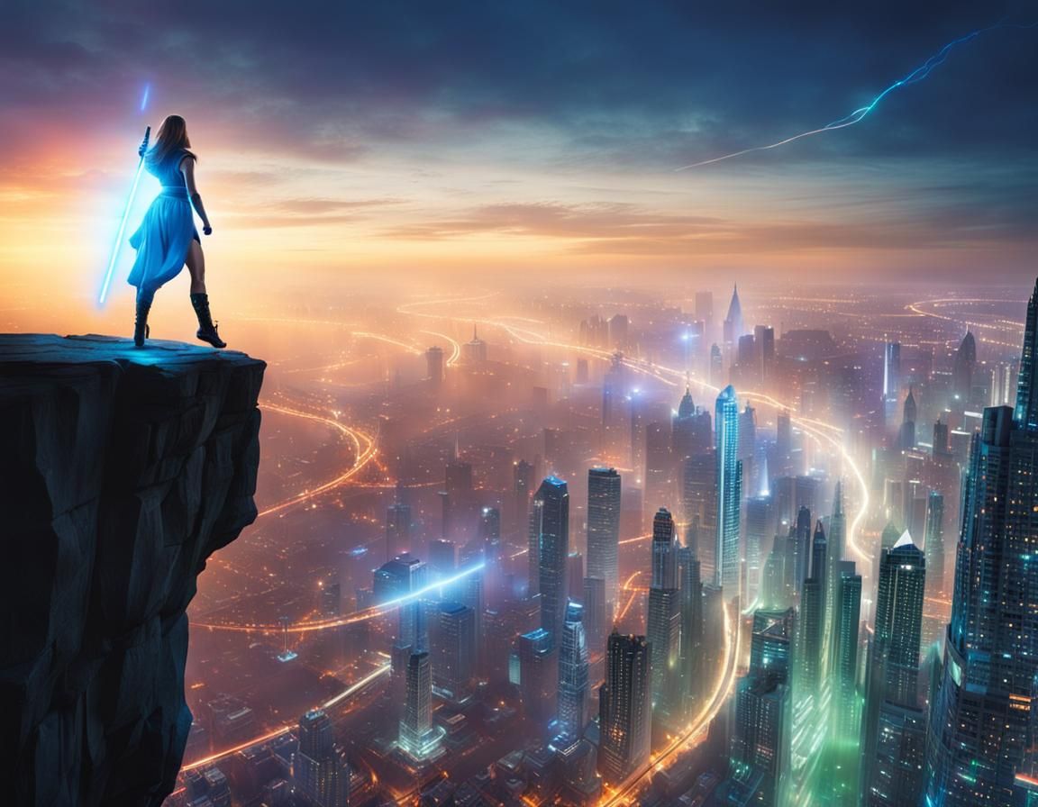 Jedi Leaping to Alien City with LED Lights