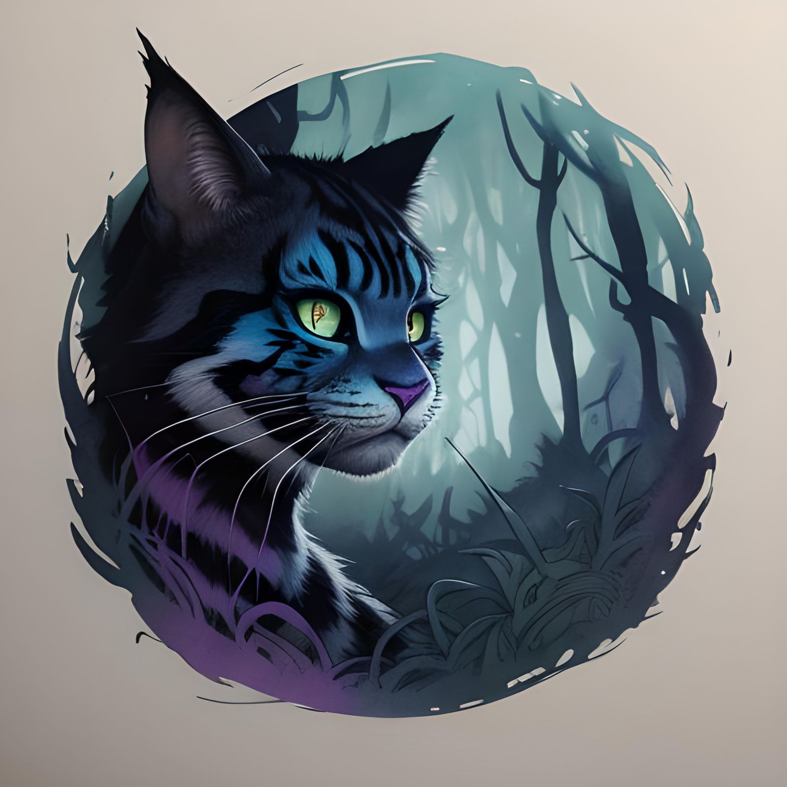 Vibrant Cheshire Cat Portrait in Watercolour Style