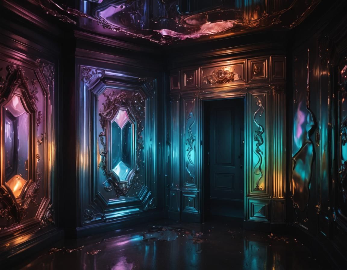 Rose Gold Liquid Metal Woman: Surreal Digital Portrait