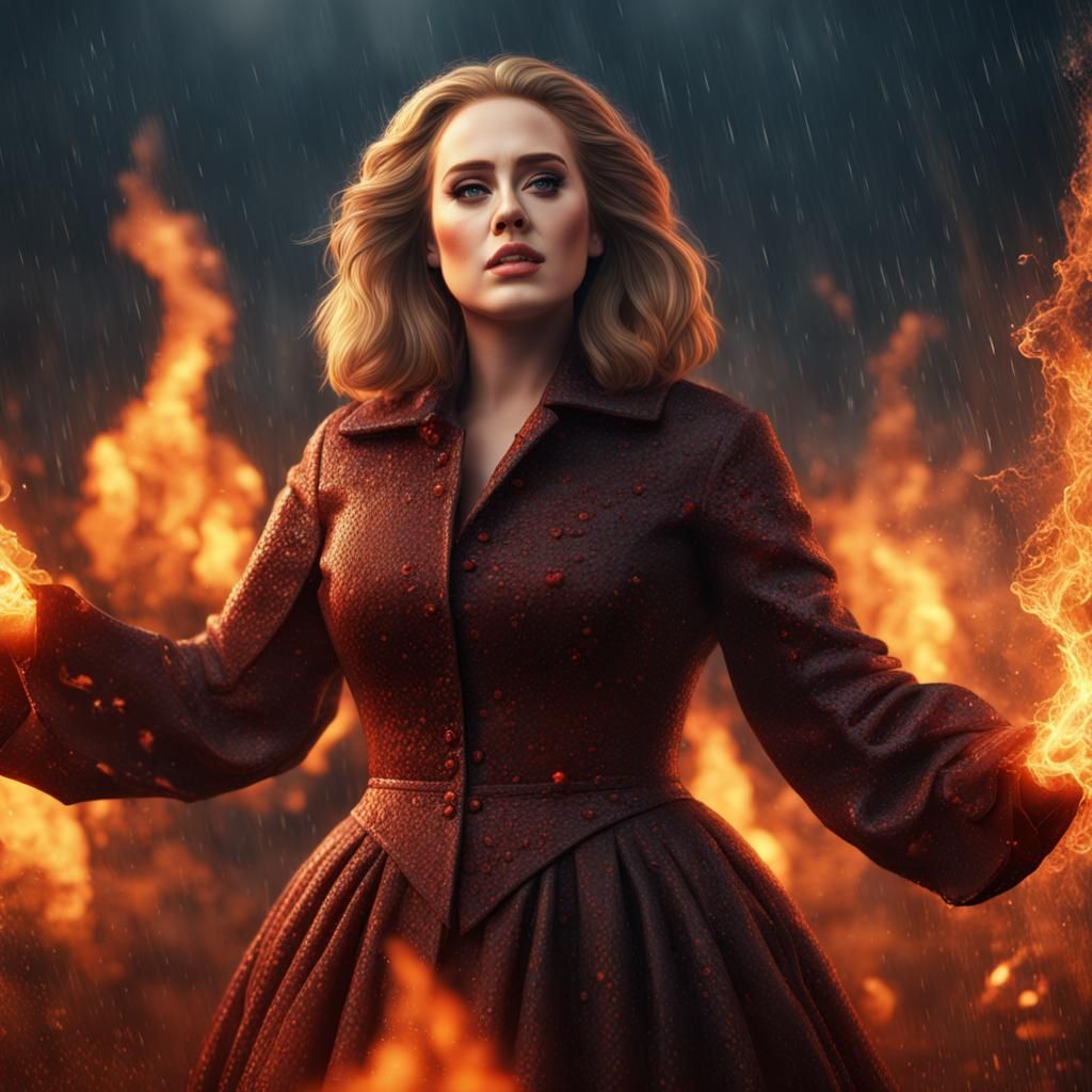 Adele Surrounded by Fire and Rain: Fantasy Art