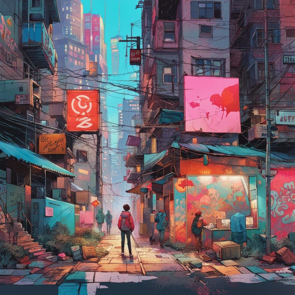 80s Aesthetic Collage Illustration in Neon Colors