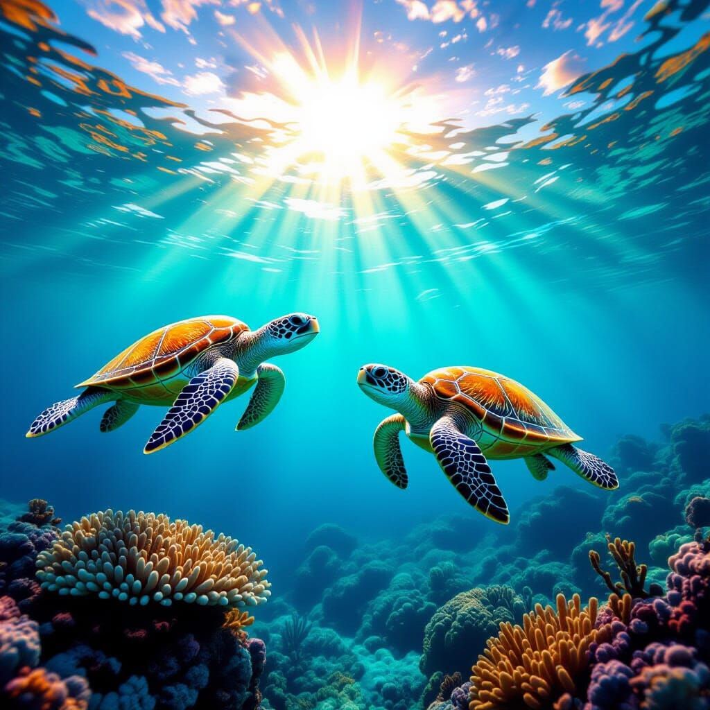 Rainbow Light on Turtles and Coral Reefs