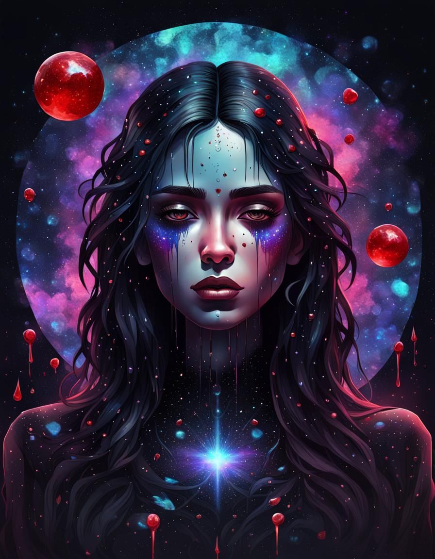 Cosmic Girl: Broken Heart in Astral Illustration