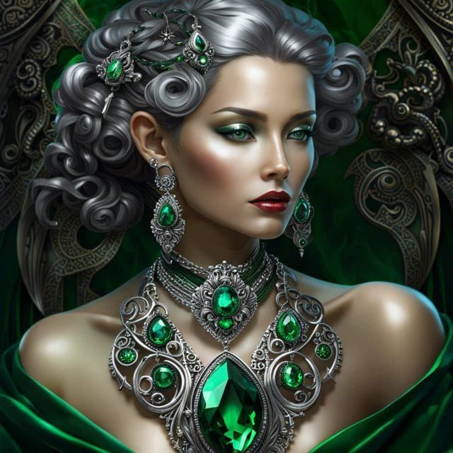 Elegant Emerald Jewelry Set in Silver
