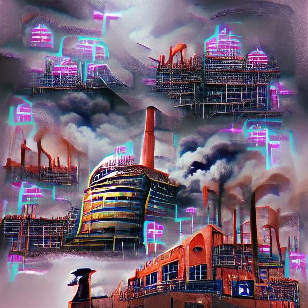 Dystopian Industrial Factory Landscape