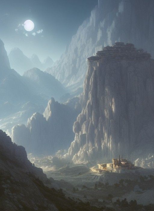 Post-Apocalyptic Sci-Fi Monastery in Ghibli Style