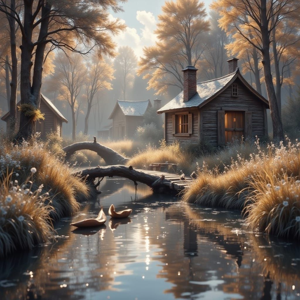 Ethereal Swamp in Watercolor Illustration Style