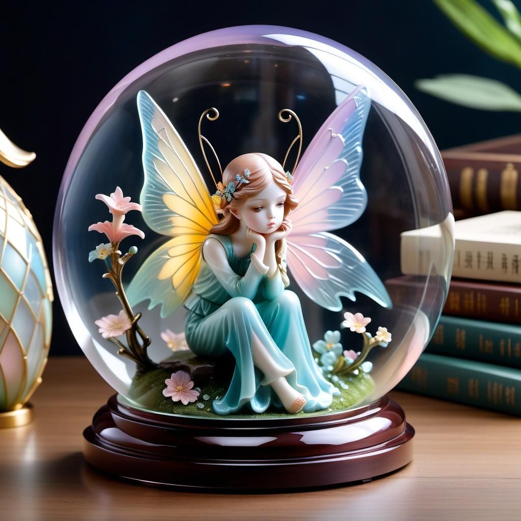 Imprisoned Fairy Figurine in Rococo Setting