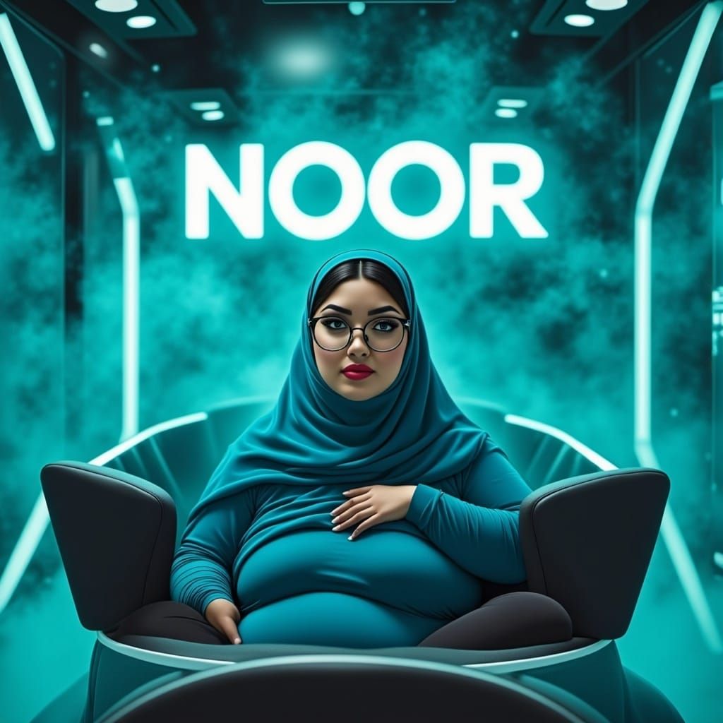 Modern Arab Woman in Futuristic Voice Chat Room