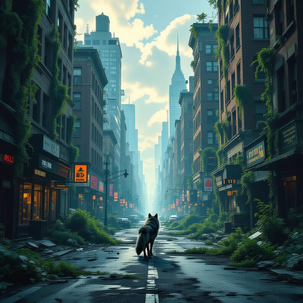 Deserted Manhattan Overgrown with Lush Vegetation in Cinemat...