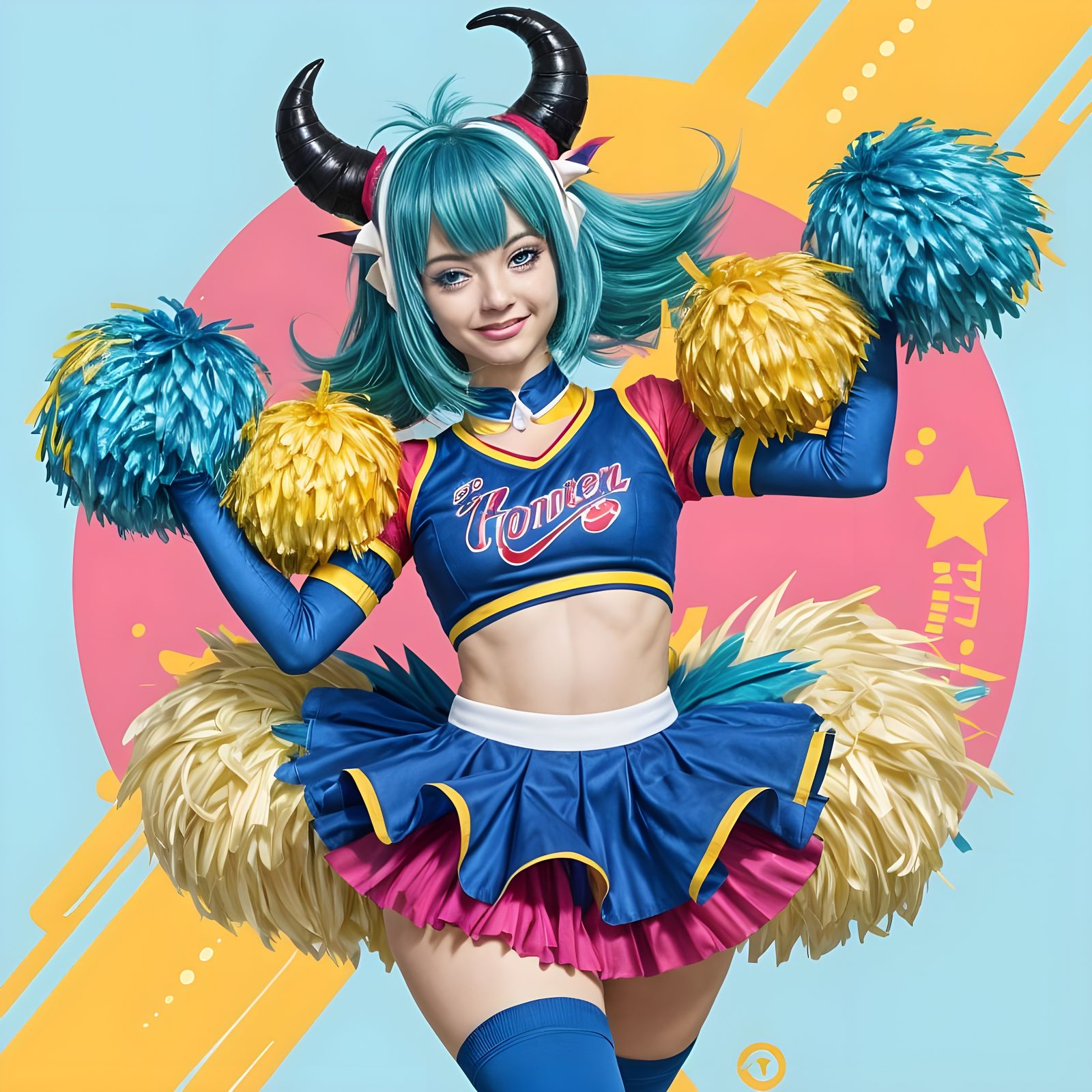 Vibrant Monster Cheerleader in School Spirit