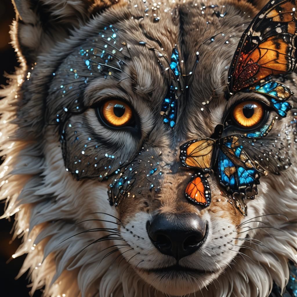 Butterfly and Wolf Nose Fantasy Realism Image