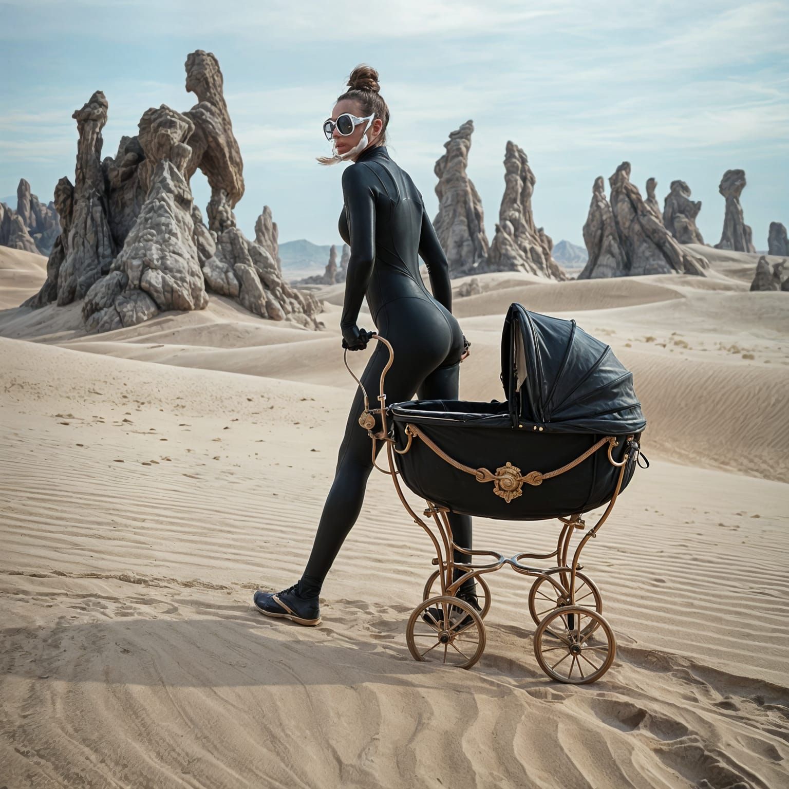 Motherly Figure in Desert Oasis