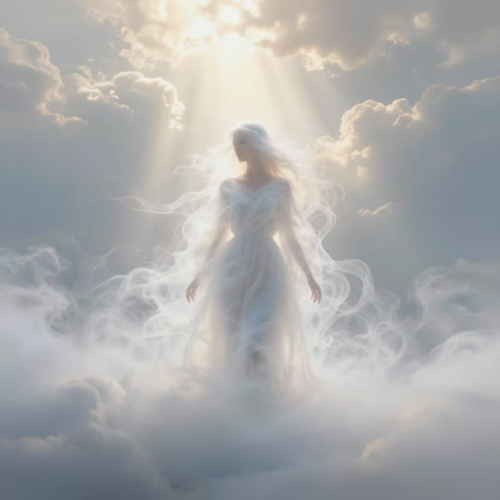Ethereal Mist Figure in Divine Light
