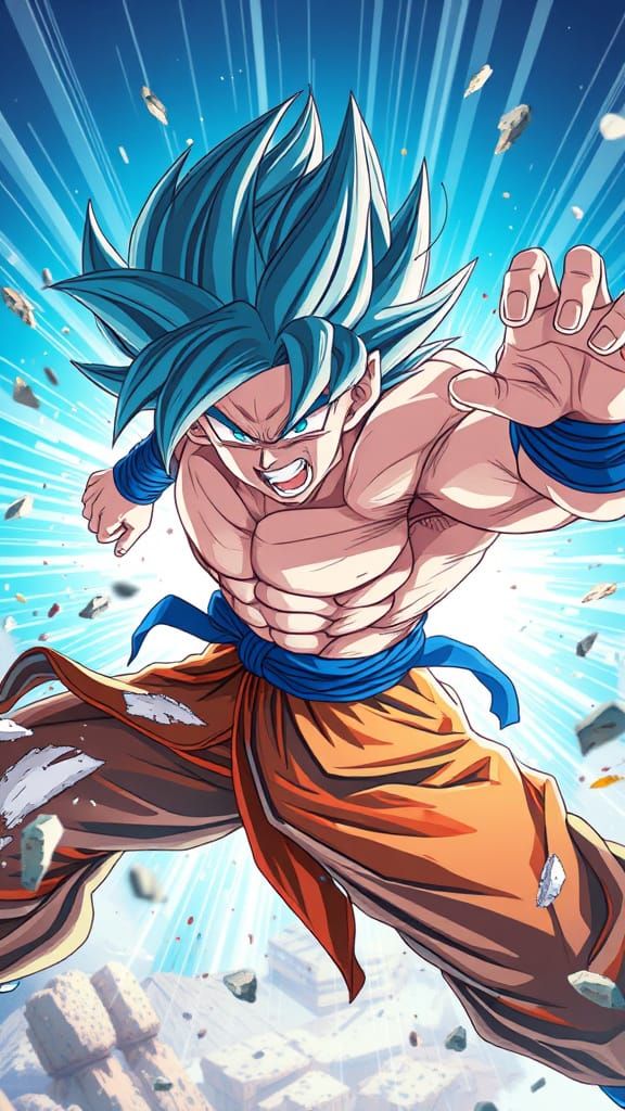 Anime Dragon Ball Fighter in Cel-Shaded Style