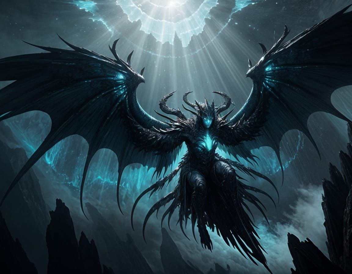 Majestic Six-Winged Dragon with Bioluminescent Accents
