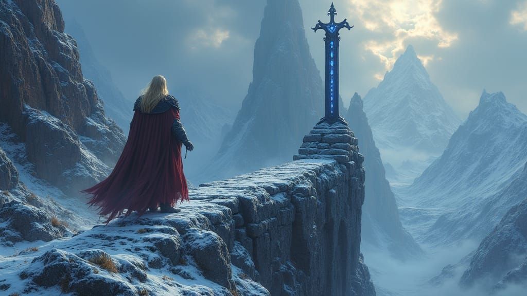 King Ascends Tower in Snowy Mountainscape, Dark Iron and Blu...