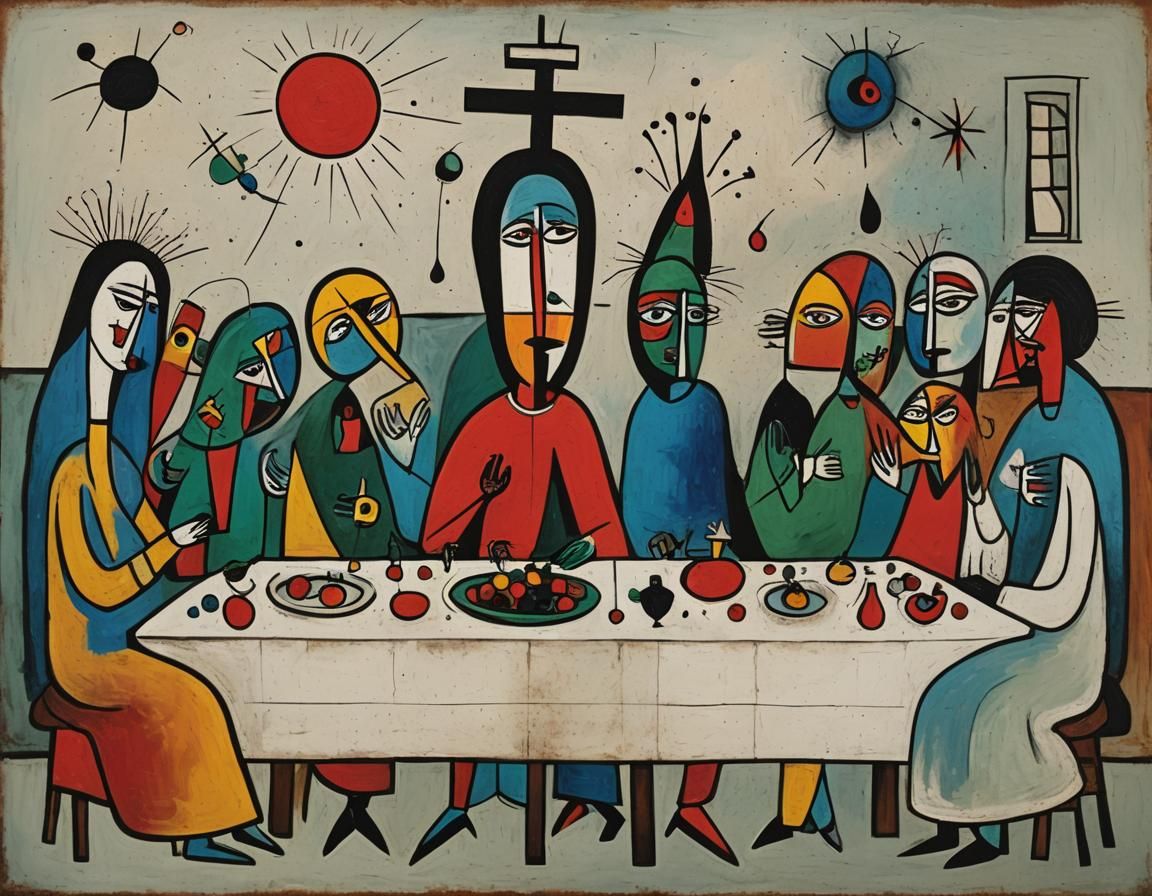 Abstract Last Supper in Surrealist Style