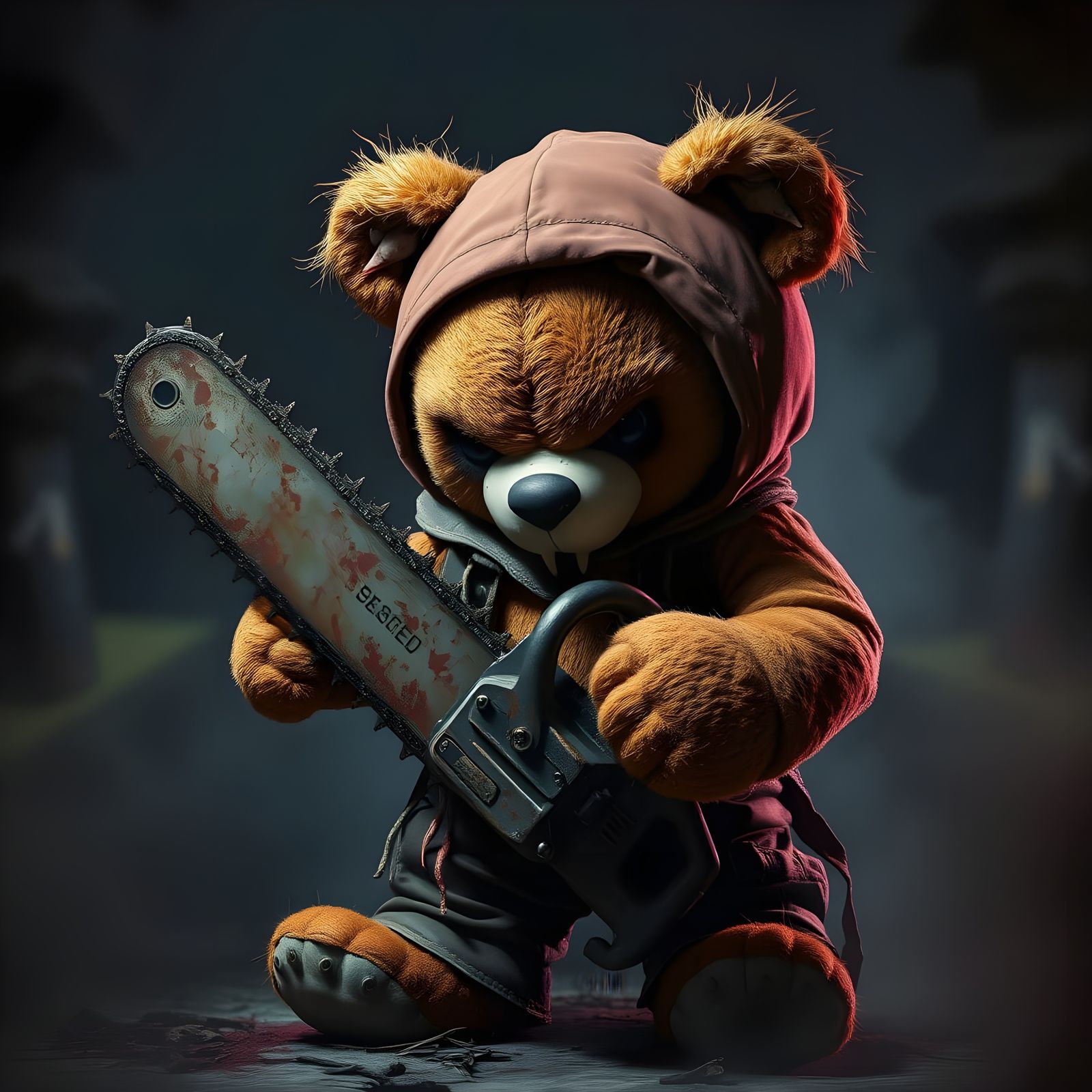 Sinister Teddy Bear Wields a Chainsaw