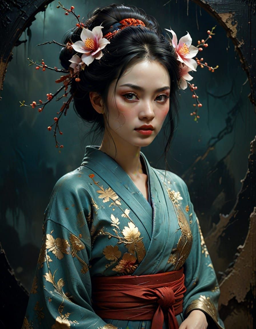 Gold Thread Kimono