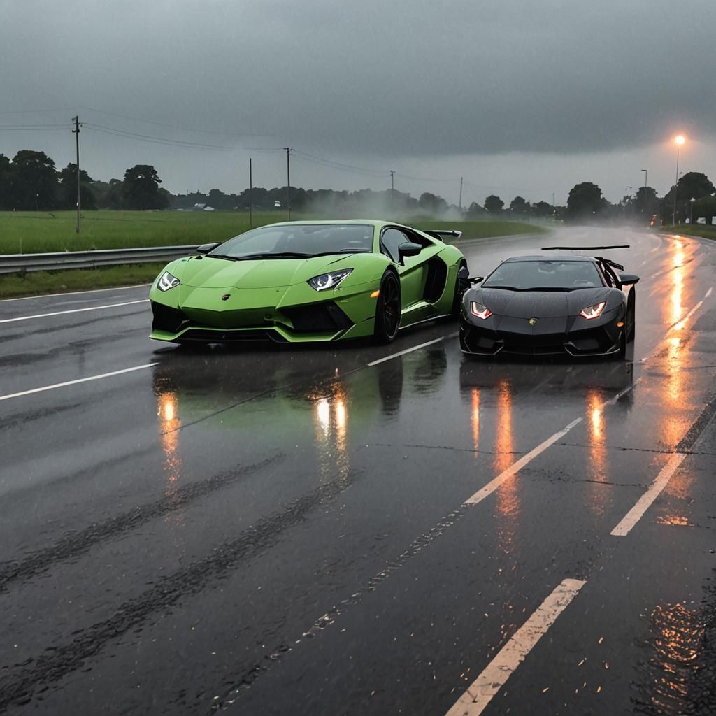Anime Boys Drifting Supercars in the Rain