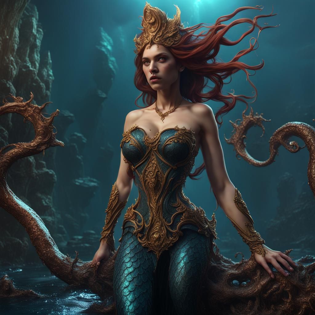 Siren Supermodel in Detailed Matte Painting