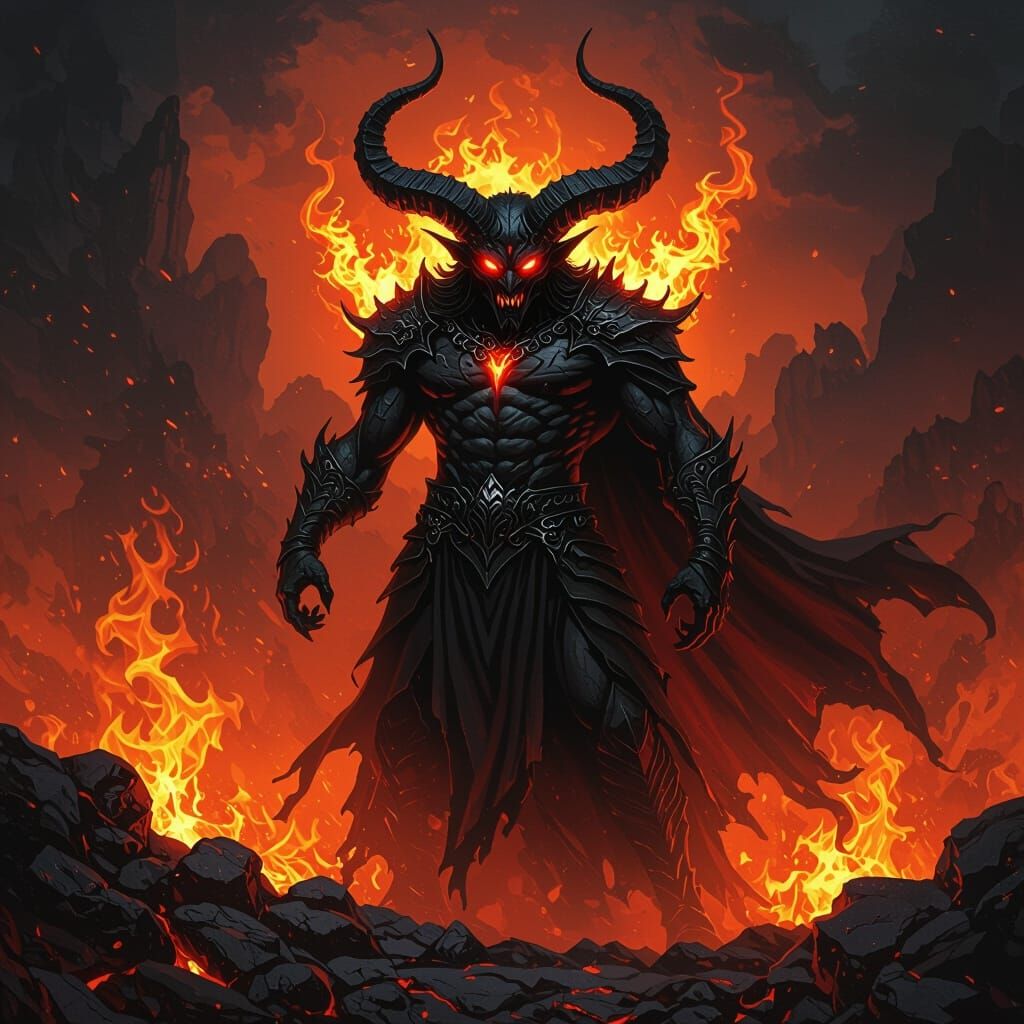 Fearsome Demon in Infernal Flames
