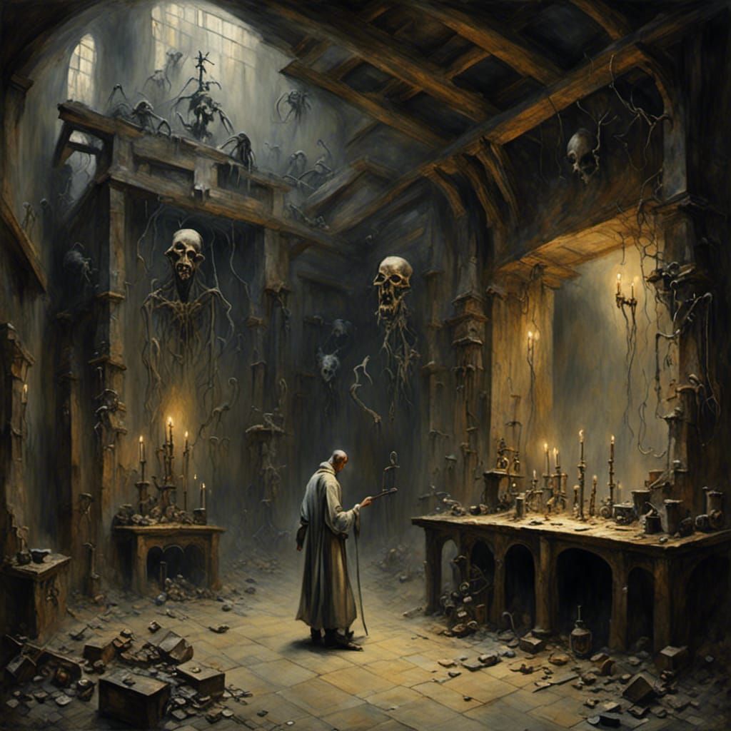 By Francisco Goya, William Blake & H.R. Giger. Horror.