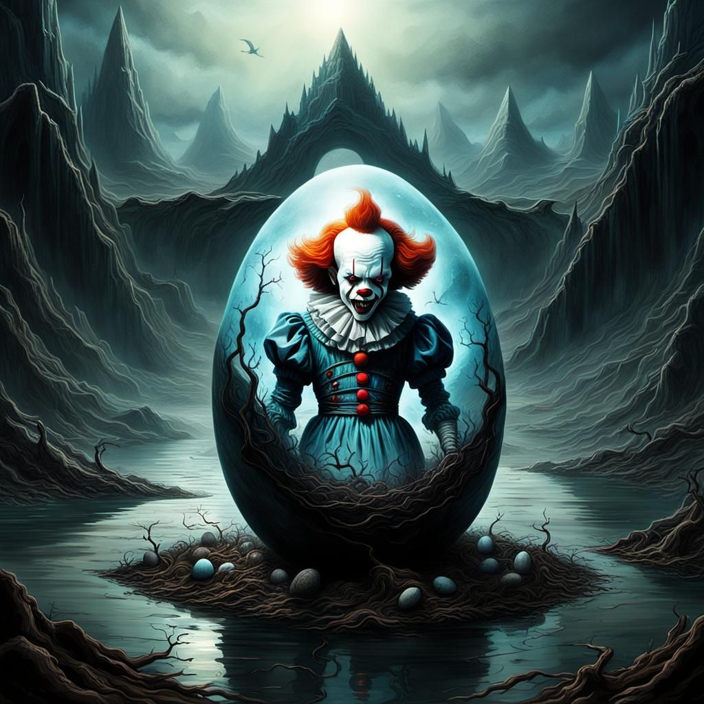 Chromatic Surrealism: Pennywise Hatches in Horror Landscape