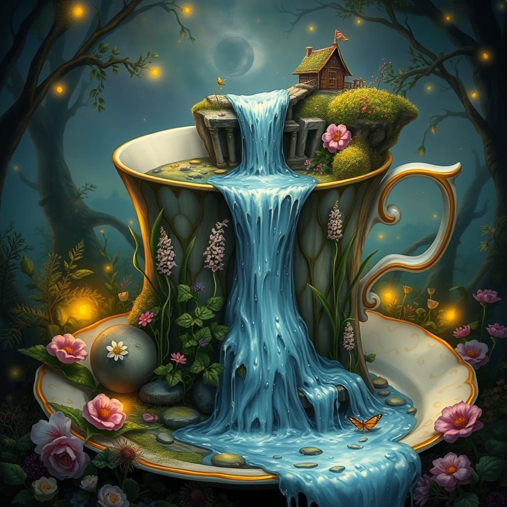 Teacup Waterfall in Dreamy Fairyland Landscape