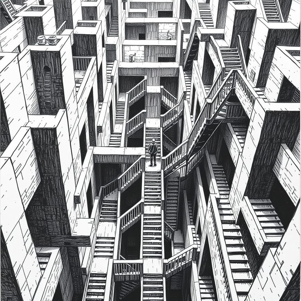 Escher-Inspired Maze with Impossible Geometry