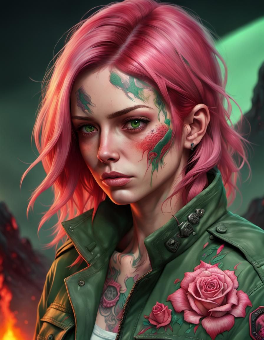 Sad Woman Portrait in Apocalyptic Landscape