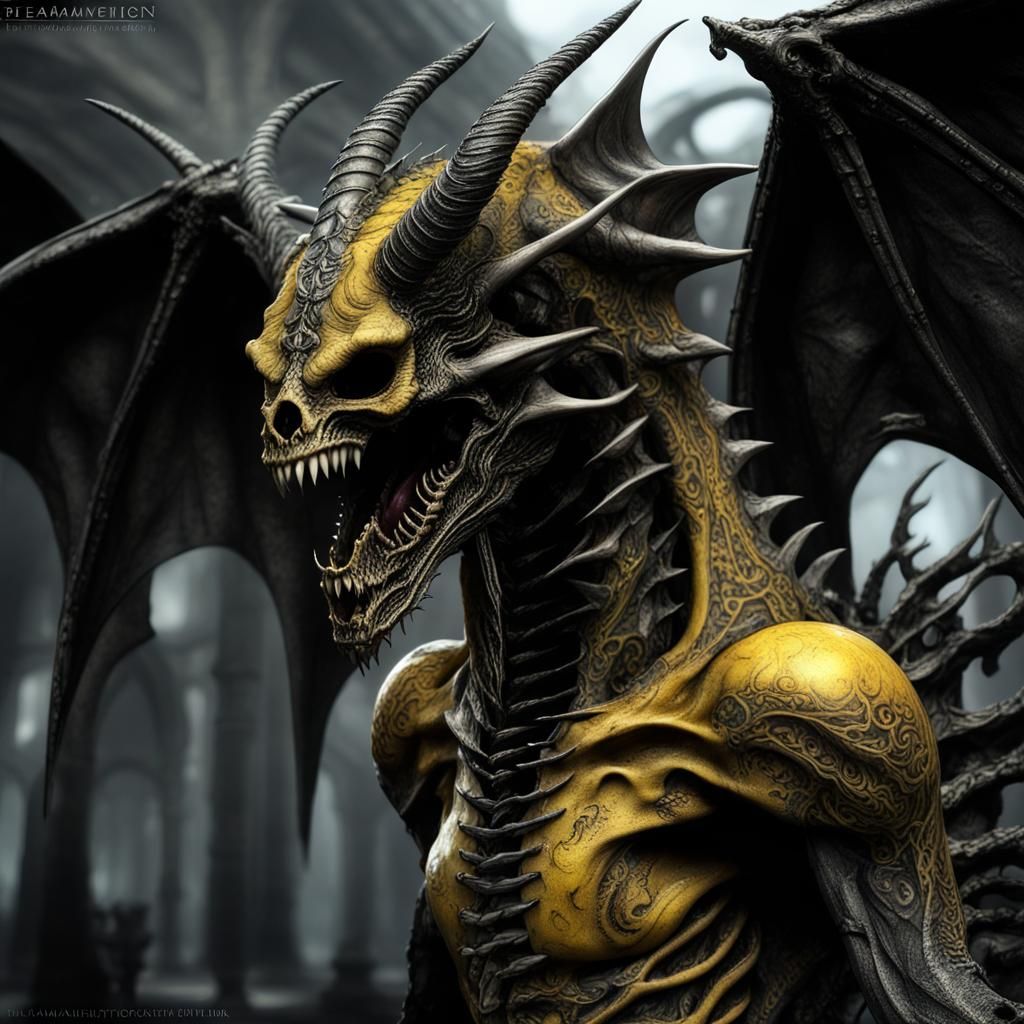 Undead Dragon-Human Hybrid in Gothic Style