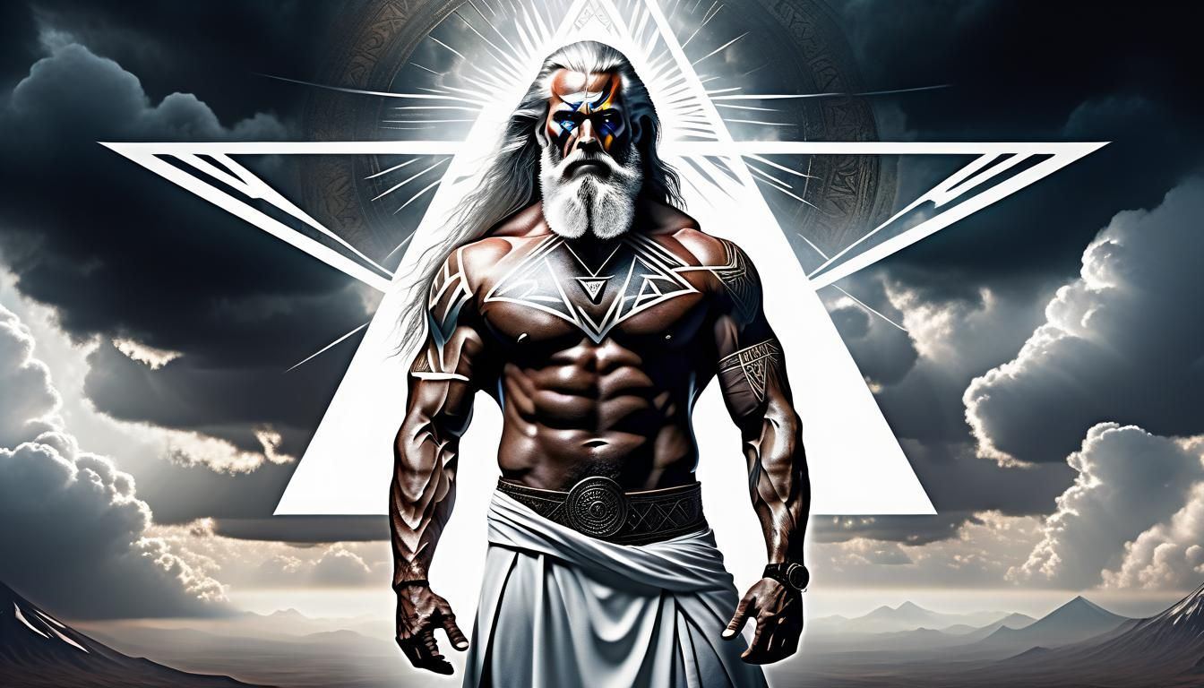 Epic Muscular Man with Tattoo in Digital Painting