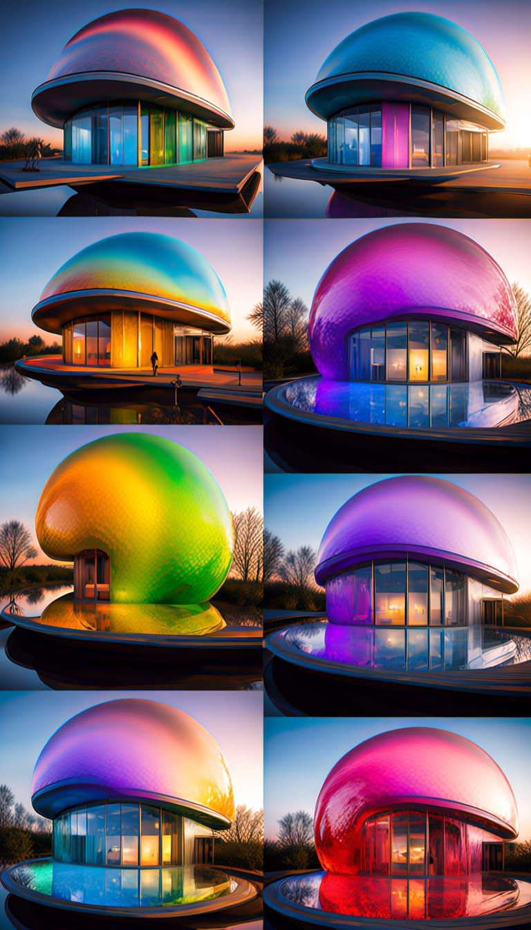 Zeppelin-Hanging Mansion Design in Full Rainbow Colors