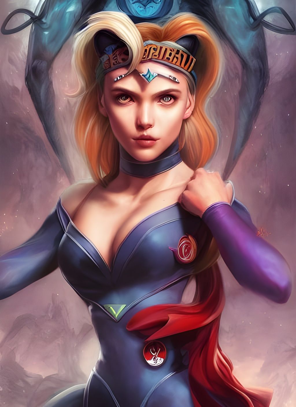 Sailor Moon Superhero Portrait in Matte Painting Style