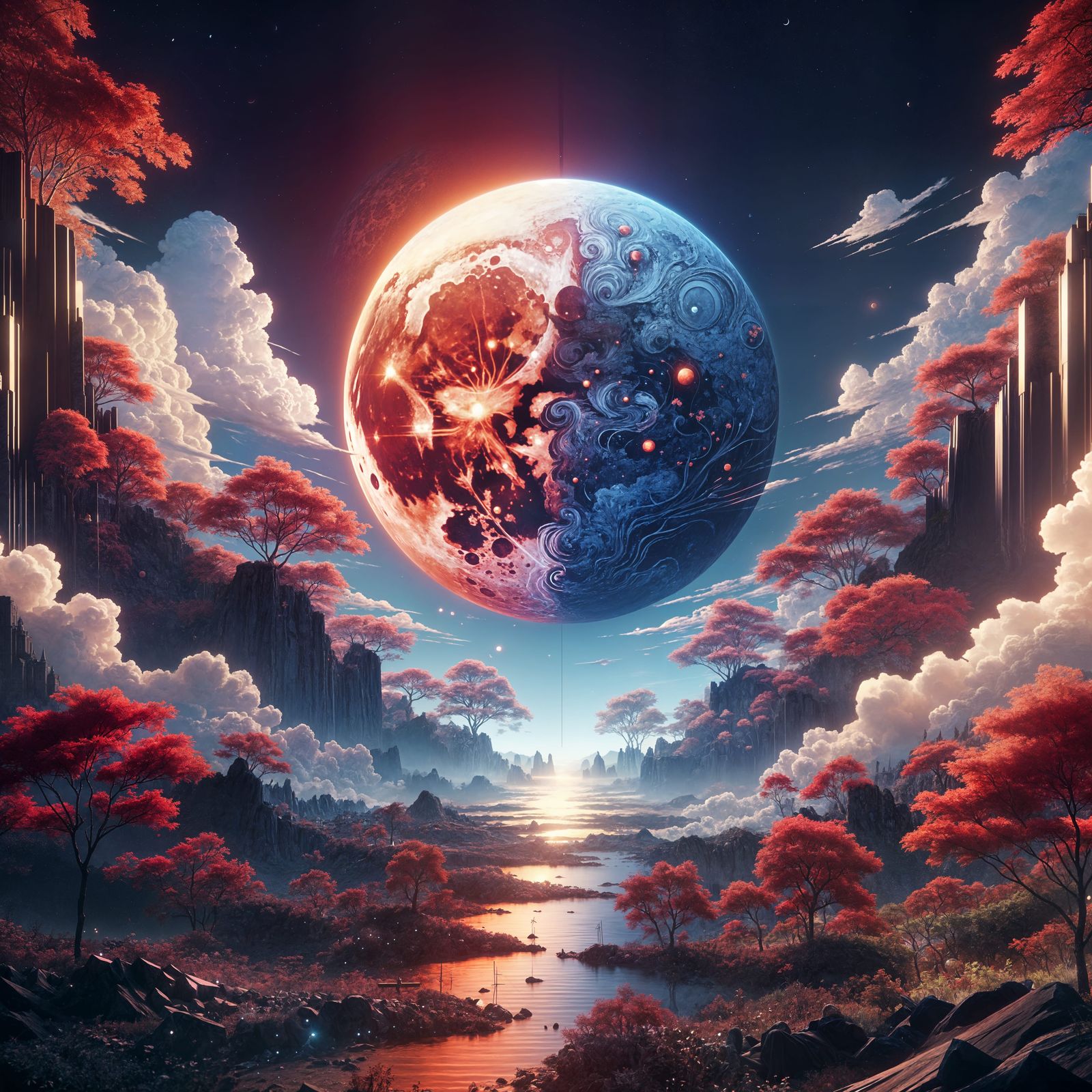 Blood Moon in 3D Japanese Animation Style