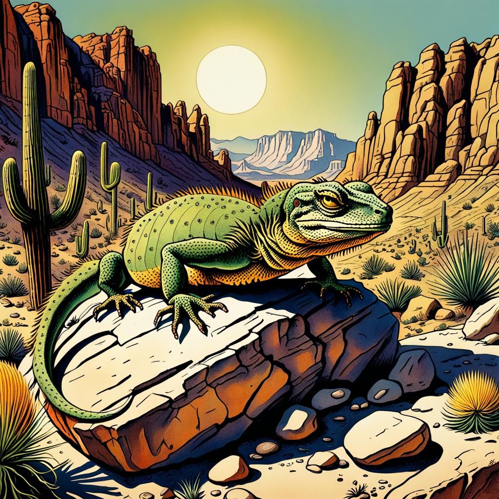 Hector the Lizard in his Desert Canyon Abode