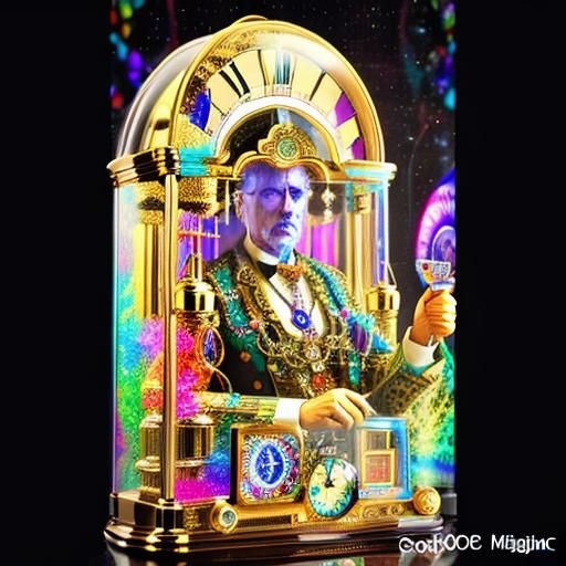 Psychedelic Glass Grandfather Clock in 3D