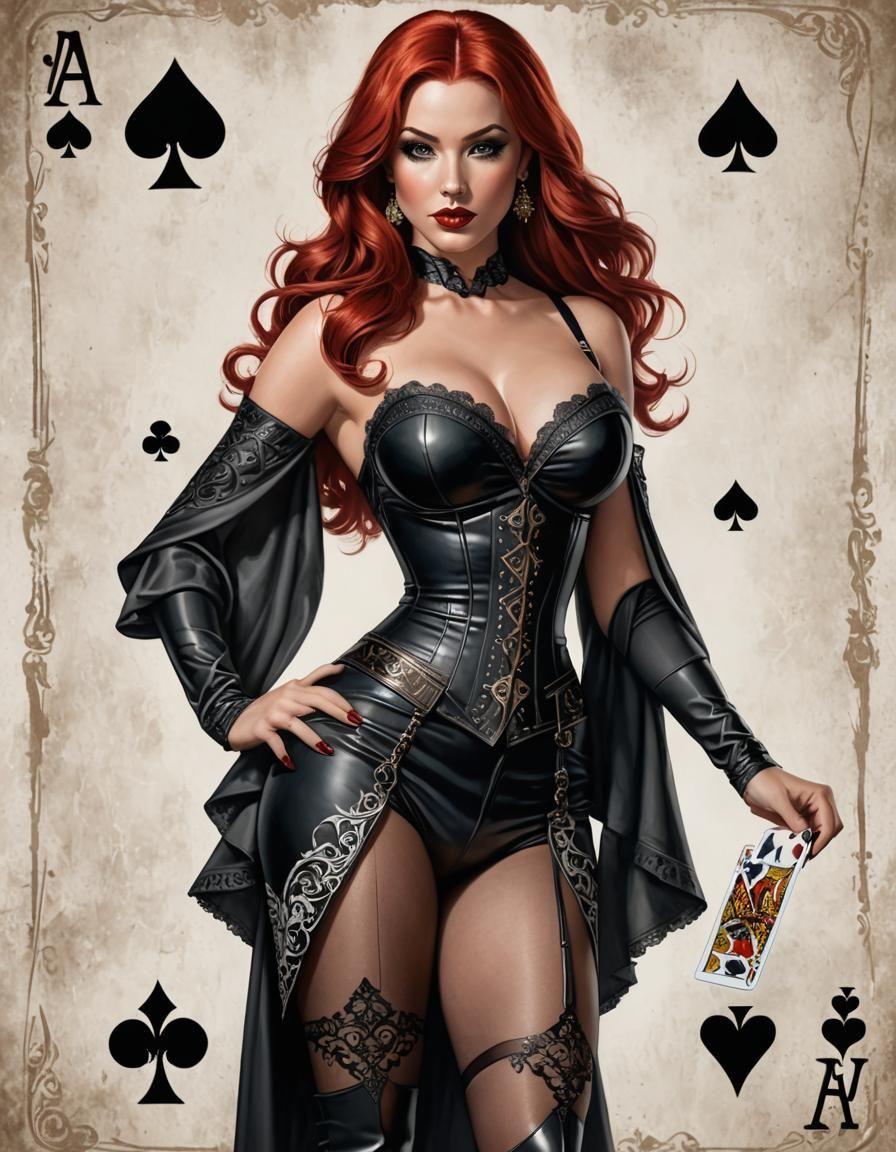 Hyperrealistic Pinup Woman with Playing Card