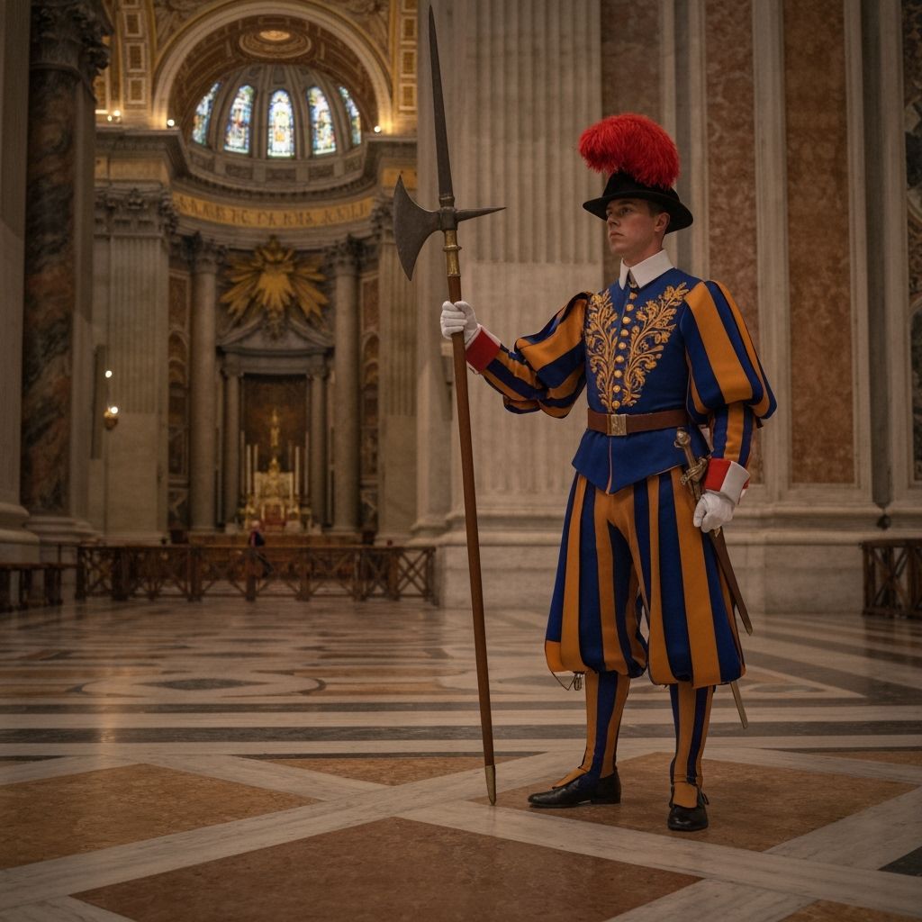 Swiss Guard Protects Pontiff in Saint Peter's