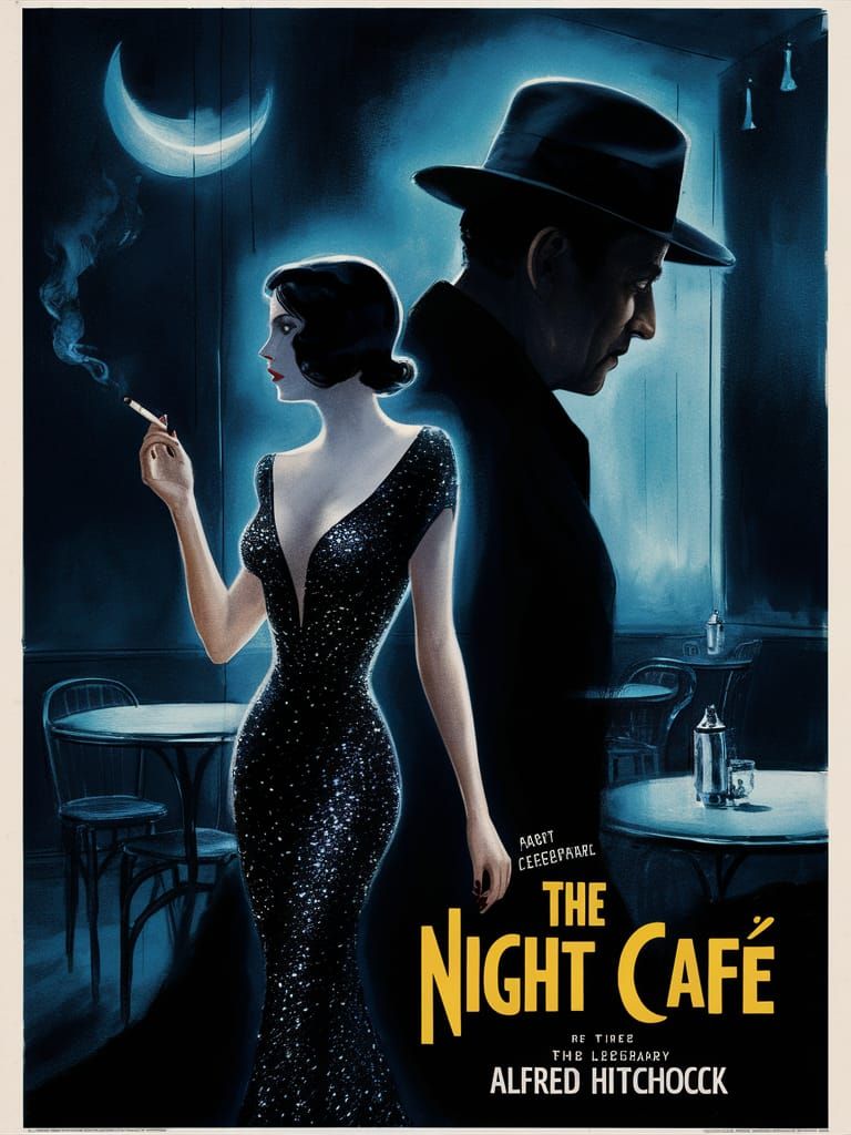 Vintage Movie Poster: The Night Café, Hitchcock Style