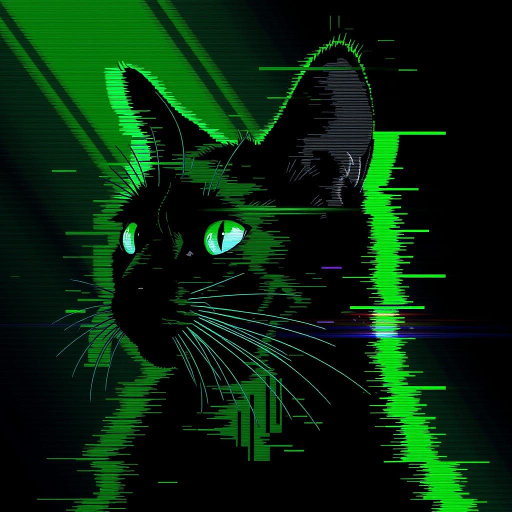 Futuristic Cat in Viscous Cyberwave Aesthetic