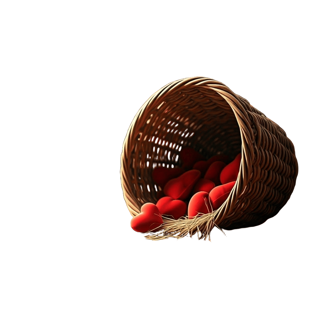 Wooden Basket with Red Hearts: Fantasy Concept Art