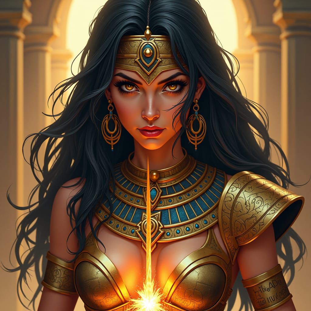 Egyptian Goddess Magician with Hypnotic Gaze