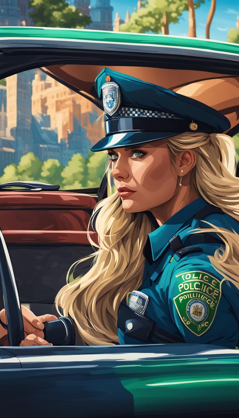 Blonde Policewoman Fines Brunette Driver